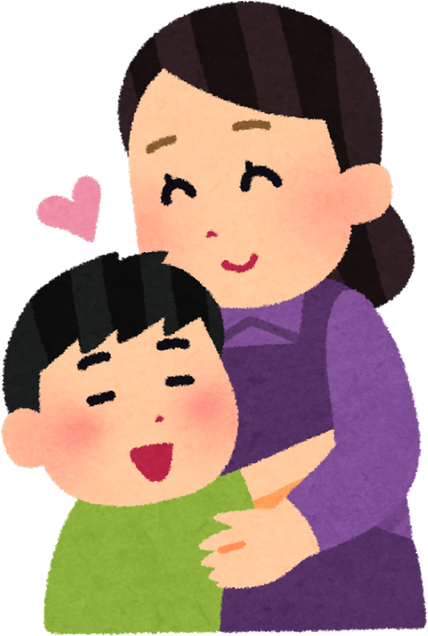 Illustration of a Young Boy Hugging His Mother