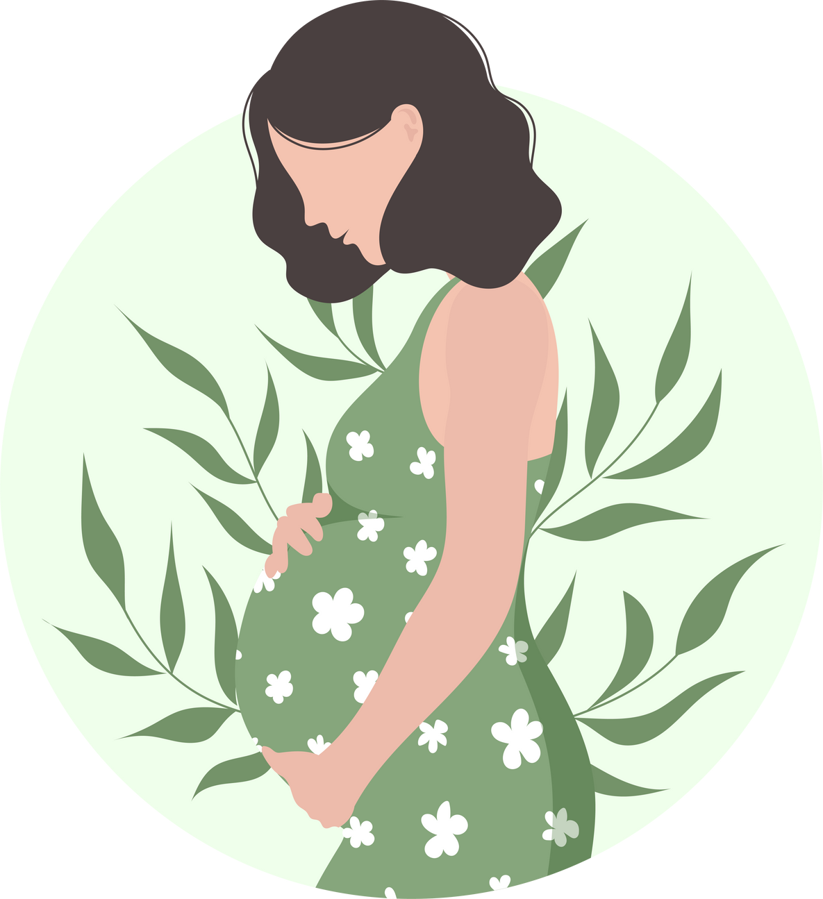 Pregnant Woman with Leaves